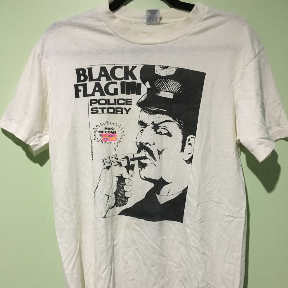 Vintage Black Flag Police Story T-Shirt Pettibon